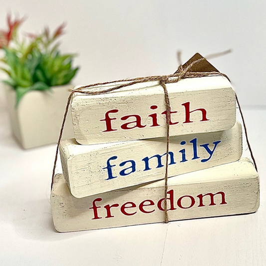Faith, Family & Freedom Wood Decor